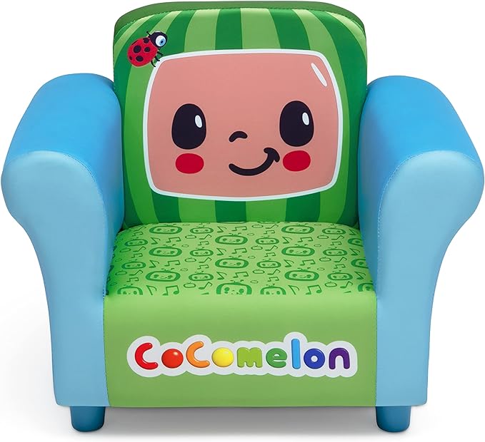 Delta Children Colorful Kids Upholstered Chair, One Size, Cocomelon - LeafyLoom