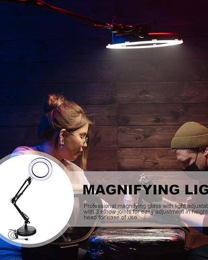 Holibanna 1 Set LED Magnifying Glass Light Portable Desk Facial Magnifying lamp Task Lights Desk LED Light Portable Office Desk Lamp with Magnifier Desktop Light Stand abs Work - LeafyLoom