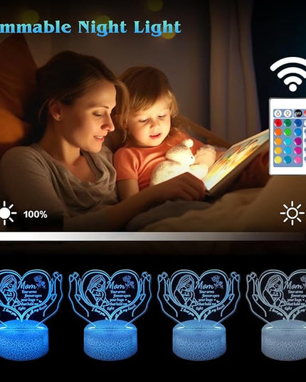 Night Light Gifts for Mom from Daughter Son,3D Illusion Lamp 6 Color Change Decor Lamp with Remote & Smart Touch, Gifts for Mom Birthday Gifts, Mother Gifts - LeafyLoom