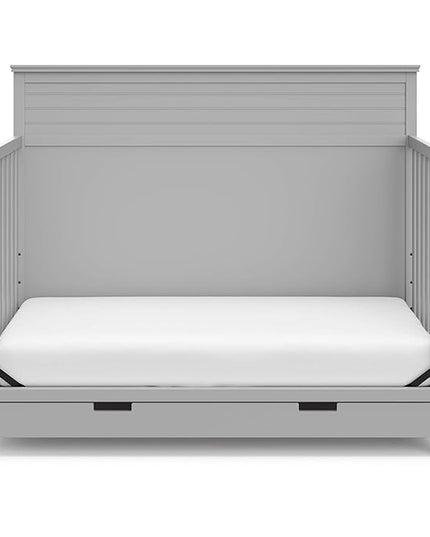 STORKCRAFT Homestead 5-in-1 Convertible Crib with Drawer (Pebble Gray) – GREENGUARD Gold Certified, Crib with Drawer Combo, includes Nursery Storage Drawer, Converts to Toddler Bed and Full-Size Bed - LeafyLoom
