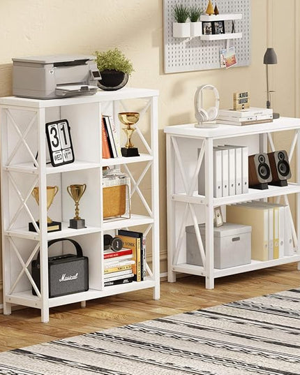 FATORRI 6 Cube Storage Organizer Shelf, Wood and Metal Cubby Bookcase, Modern Cube Bookshelf (White Oak) - LeafyLoom