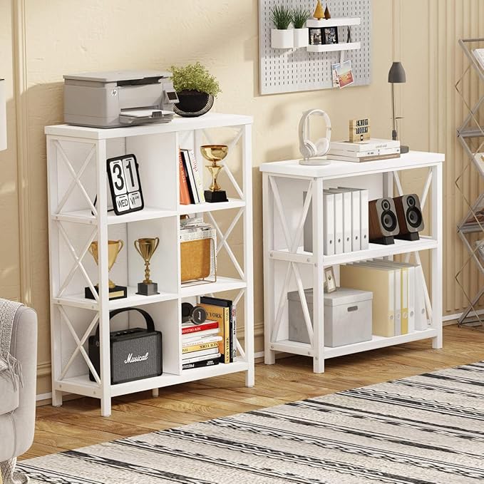 FATORRI 6 Cube Storage Organizer Shelf, Wood and Metal Cubby Bookcase, Modern Cube Bookshelf (White Oak) - LeafyLoom