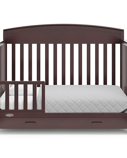 Graco Benton 5-in-1 Convertible Crib with Drawer (Espresso) - Converts from Baby Crib to Toddler Bed, Daybed and Full-Size Bed, Fits Standard Full-Size Crib Mattress, Adjustable Mattress Support Base - LeafyLoom