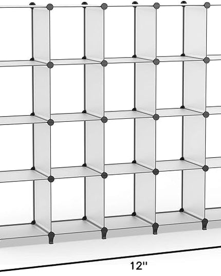 HOMIDEC 20-Cube Transparent Cube Storage Organizer, Modular Storage Shelf with Hammer, Cube Storage Bin Cabinet Closet Bookshelf for Living Room, Bedroom, Office, Each Cube Size 11.8 x 11.8 inch - LeafyLoom