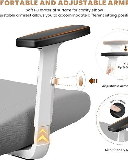 Office Chair Ergonomic Desk Chair with Adjustable Lumbar Support, Swivel Comfy Computer Chair Heavy Duty Executive Chair for Home Office - LeafyLoom