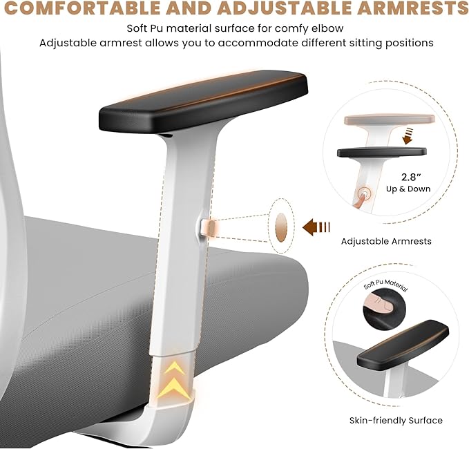 Office Chair Ergonomic Desk Chair with Adjustable Lumbar Support, Swivel Comfy Computer Chair Heavy Duty Executive Chair for Home Office - LeafyLoom