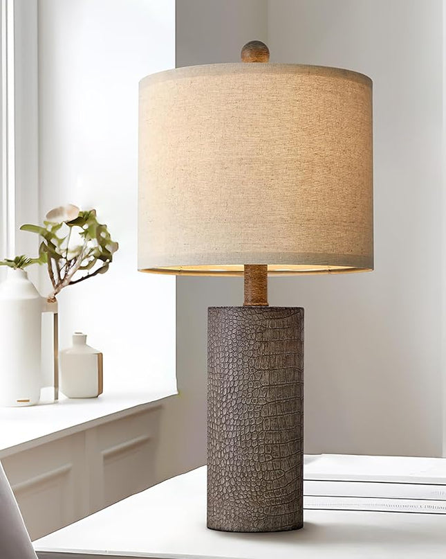 20.5" Farmhouse Lamp Single Resin Table Lamps for Living Room Bedroom Entryway Table Office Dorm Boho Nightstand Small Table Lamp Industrial End Side Table Lamps Gray - LeafyLoom