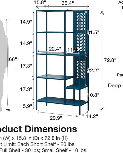 Mr. Kate Annie Metal Bookcase, Deep Ocean Blue - LeafyLoom