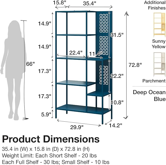 Mr. Kate Annie Metal Bookcase, Parchment - LeafyLoom