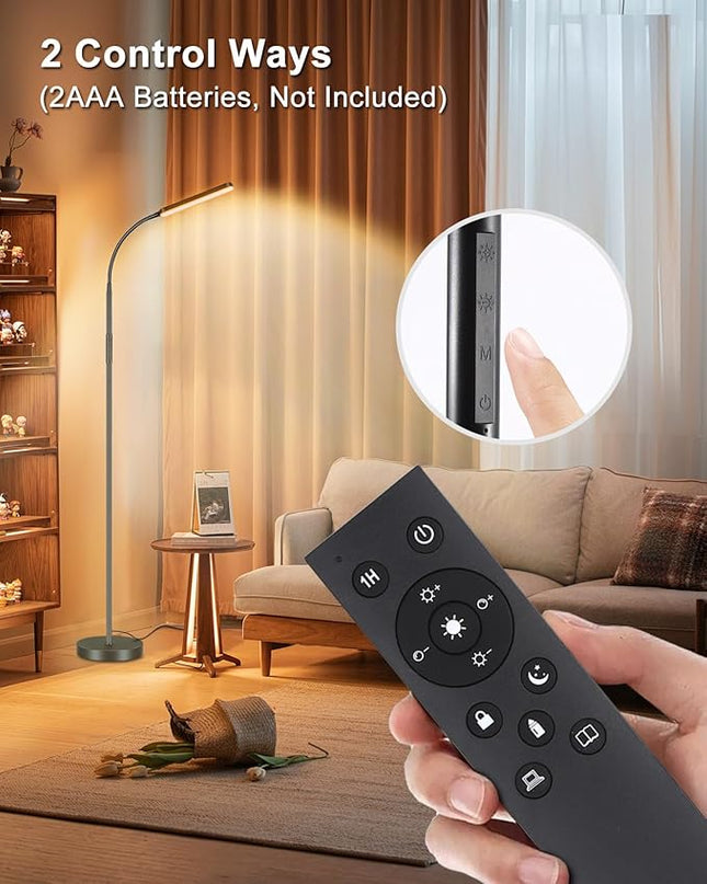 LED Pharmacy Floor Lamp - Tall Industrial Floor Lamp Design for Reading, Crafting, Work, 15W 1500LM Bright Reading Floor Lamp with Remote & Touch Control, for Living Room, Bedroom and Office - LeafyLoom
