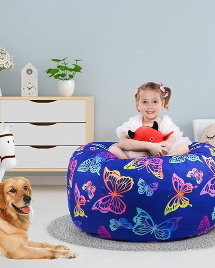 KABOER Bean Bag Cover for Kids,200L Stuffed Animal Storage Bean Bag Chair Cover |Stuffable Zipper Beanbag for Organizing Children Soft Plush Toys (32x29inch) - LeafyLoom