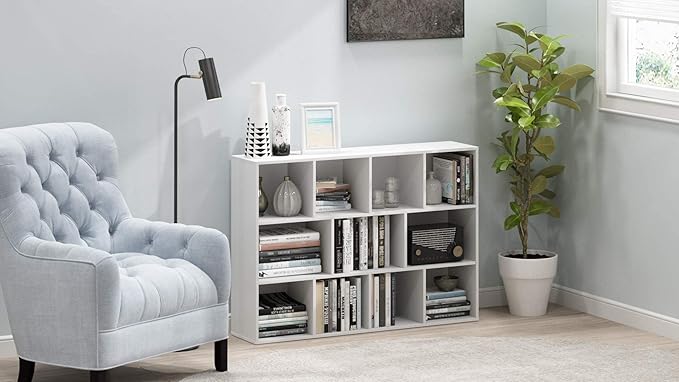 Furinno Luder Bookcase / Book / Storage , 11-Cube, White - LeafyLoom