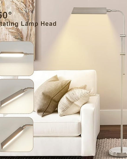 Pharmacy Floor Lamp, Height Adjustable Floor Lamp for Living Room Led Floor Lamp Modern Tall Lamp with 350° Swing Arm Led Standing Lamp for Bedroom Office Modern Floor Lamp Pedal Switch - LeafyLoom