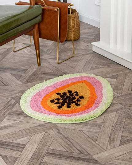 Passion Fruit Shaped Rug Fruits Bath Mat Area Rug Non-Slip Bathroom Door Mat for Bedroom Bathroom Kitchen Cartoon Area Rug for Bathroom Soft Bathmat Home Decor (18.5x25.6in) - LeafyLoom
