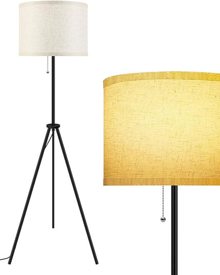 BoostArea Floor Lamp for Living Room, Tripod Floor Lamp, Linen Lamp Shade, Mid Century Standing Lamp for Living Room, Bedroom, Study Room and Office（Bulbs Not Included） - LeafyLoom