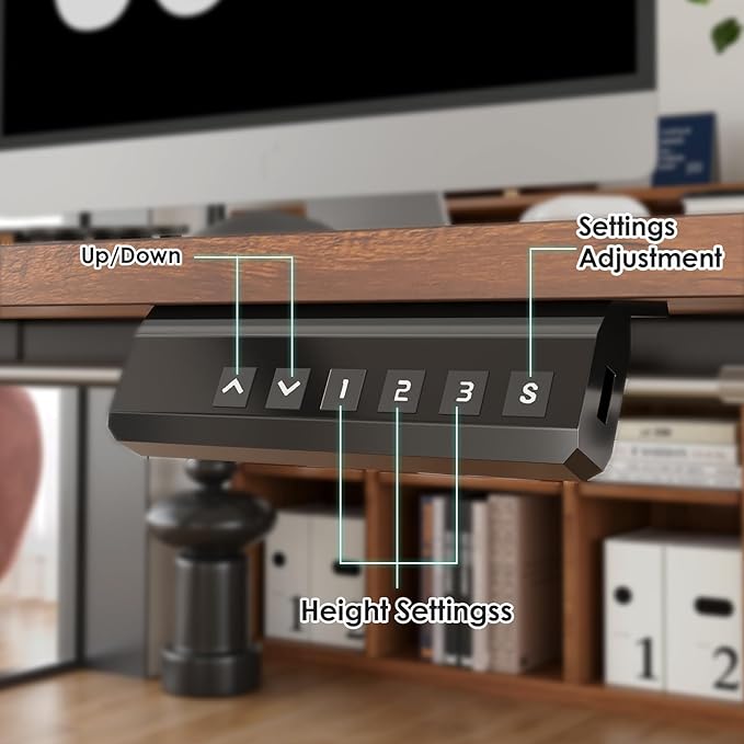 STARY Electric Adjustable Height Sit Stand Home Office Desk with Splice Board, 55x24, Rustic Brown/Black Frame - LeafyLoom