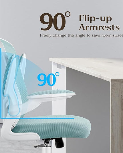 FelixKing Office Chair, Ergonomic Desk Chairs with Wheels Home Mesh Chair Adjustable Lumbar Support and Height, Ergo Chair for Working Gaming Use (Light Blue) - LeafyLoom