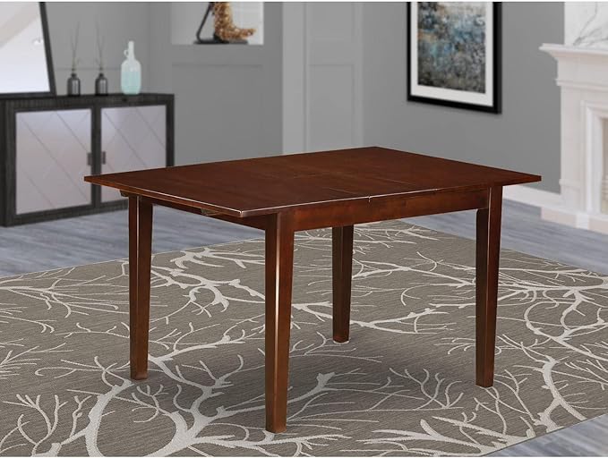 East West Furniture Norfolk 5 Piece Dining Set for 4 Includes a Rectangle Kitchen Table with Butterfly Leaf and 4 Light Sable Linen Fabric Parsons Chairs, 32x54 Inch, NFVE5-MAH-47 - LeafyLoom