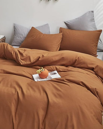 Pumpkin Color Comforter Sets Solid Cinnamon Color Bedding Set Cal King 3 PCs Pumpkin Comforter Sets for Women Girls Breathable Soft Bedroom Collection Solid Rust Color Adults Pumpkin Bedding - LeafyLoom