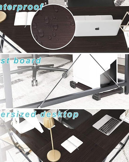 L Shaped Desk, Large L Shaped Computer Desk Office Desk, 59+59 inch L Shaped Gaming Desk with CPU Stand, Sturdy Corner Gaming Desk Writing Desk L Shaped Workstation Desks for Home Office Corner - LeafyLoom