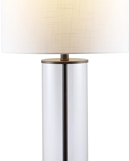 JONATHAN Y JYL2005B Collins 29" Glass LED Table Lamp Modern Contemporary Bedside Desk Nightstand for Bedroom Living Room Office College Bookcase LED Bulb Included, Oil Rubbed Bronze/Clear - LeafyLoom