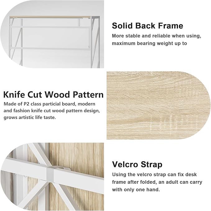 Elephance 40" Folding Computer Desk No Assembly Needed Foldable Small Home Office Desk Study Writing Desk Gaming Table for Small Space (Beige) - LeafyLoom