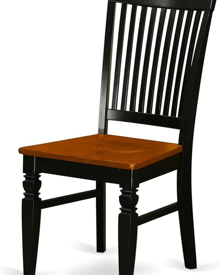East West Furniture WEC-BCH-W Weston Dining Chairs - Slat Back Wooden Seat Chairs, Set of 2, Black & Cherry - LeafyLoom