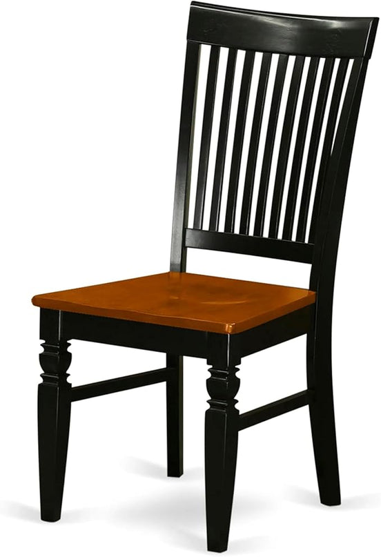 East West Furniture WEC-BCH-W Weston Dining Chairs - Slat Back Wooden Seat Chairs, Set of 2, Black & Cherry - LeafyLoom