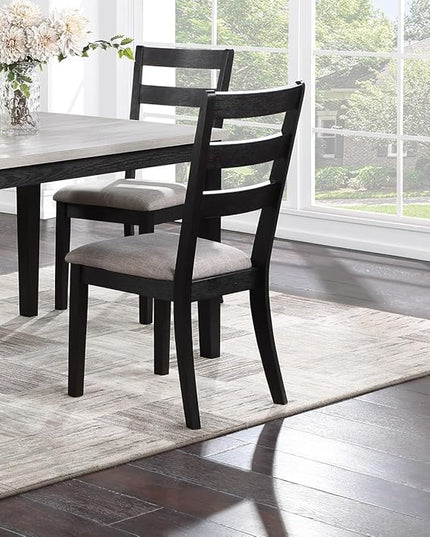NicBex Small Dining Table Set for 4 Dining Room Set 5pc Dining Set Kitchen Dinette Wooden Top Table and Chairs Upholstered Cushions Seats Ladder Back Chair Dining Room, Black - LeafyLoom