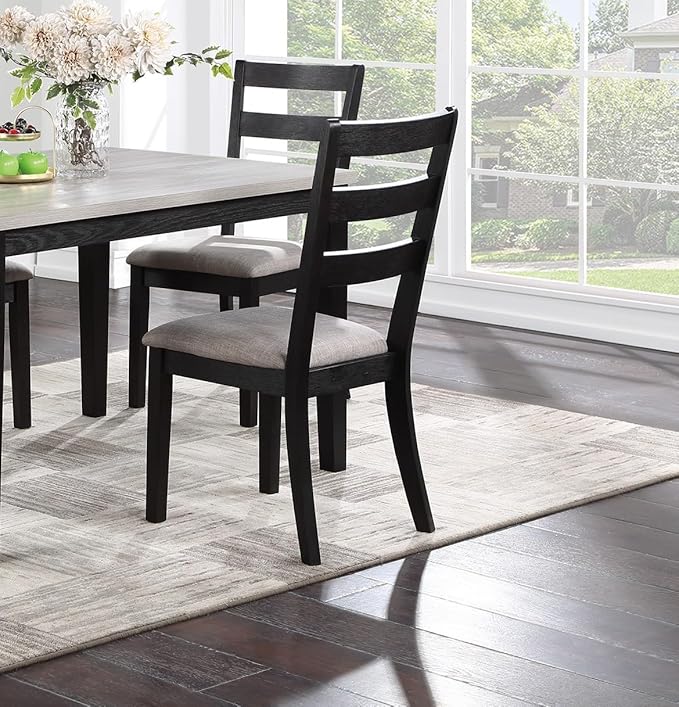 NicBex Small Dining Table Set for 4 Dining Room Set 5pc Dining Set Kitchen Dinette Wooden Top Table and Chairs Upholstered Cushions Seats Ladder Back Chair Dining Room, Black - LeafyLoom
