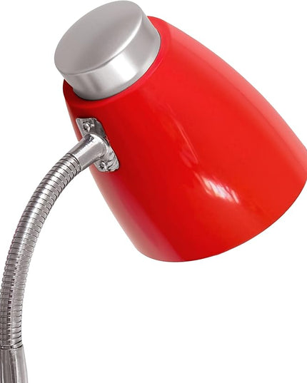 Simple Designs LD1002-RED Gooseneck Organizer Desk Lamp with iPad Tablet Stand Book Holder, Red - LeafyLoom