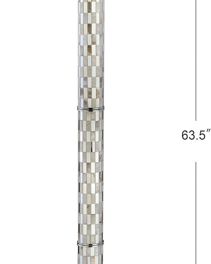 JONATHAN Y JYL1057A Liam 63.5" Seashell Mosaic LED Floor Lamp, Coastal, Traditional, Elegant, Foot-Step-Switch, Office, Living Room, Family Room, Dining Room, Bedroom, Cream - LeafyLoom