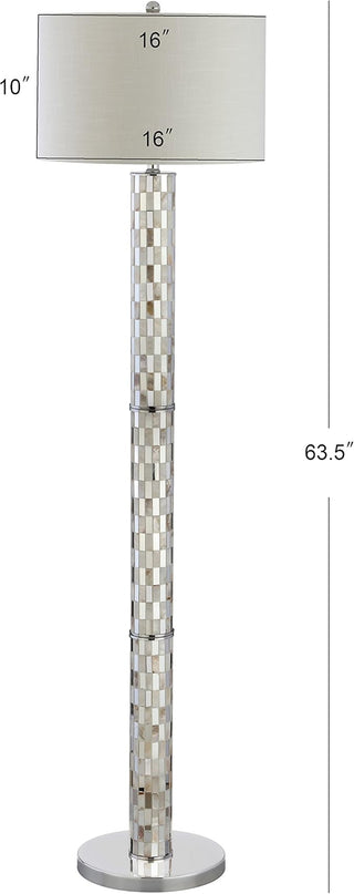 JONATHAN Y JYL1057A Liam 63.5" Seashell Mosaic LED Floor Lamp, Coastal, Traditional, Elegant, Foot-Step-Switch, Office, Living Room, Family Room, Dining Room, Bedroom, Cream - LeafyLoom