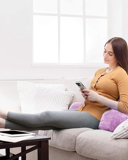 Clara Clark Reading Pillow, Standard Back Pillow for Sitting Up in Bed, Memory Foam Back Support Pillow, Reading Pillows for Sitting in Bed Lavender Sit Up Pillow for Bed Chair Arm Pillow with Pockets - LeafyLoom