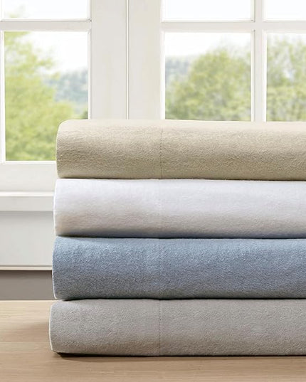 Comfort Spaces Cotton Flannel Breathable Warm Deep Pocket Sheets with Pillow Case Bedding, Full, Grey Solid 4 Piece - LeafyLoom