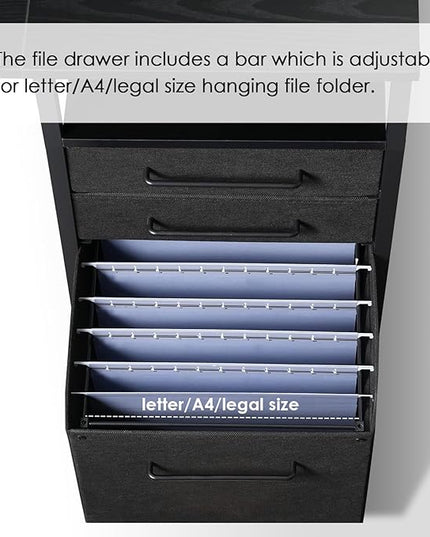 Ｍａｉｈａｉｌ Maihail Home Office Desk with Drawers Adjustable Shelves, 59 inch Writing Desk with File Cabinet, Large Computer Desk with Storage, Vintage, Black - LeafyLoom