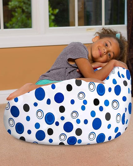 Posh Creations Bean Bag Chair for Kids, Teens, and Adults Includes Removable and Machine Washable Cover, Canvas Bubbles Blue and White, 27in - Medium - LeafyLoom