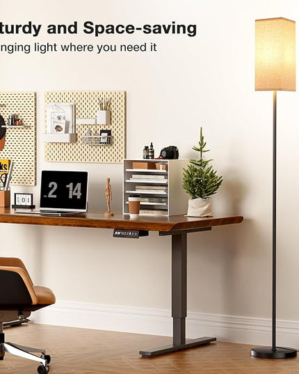 Ambimall Remote Control Floor Lamp, Stepless Dimmable, 64 Inches Tall, Include 9W Bulb, Standing Lamp for Living Room Bedroom Office (DeepBeige & Black) - LeafyLoom
