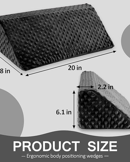 Wedge Pillow for Side Sleeping, Body Positioning Foam Wedge Pillow, Side Wedge Pillow for Sleeping Non-Slip Back Positioning Pillow for Bed Sore Wedge (Black) - LeafyLoom