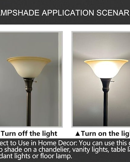 Antique Glass Lamp Shade for Floor lamp, Alabaster Torchiere Lamp Shade Replacement, Floor Lamp Replacement Parts (Antique, 12'') - LeafyLoom