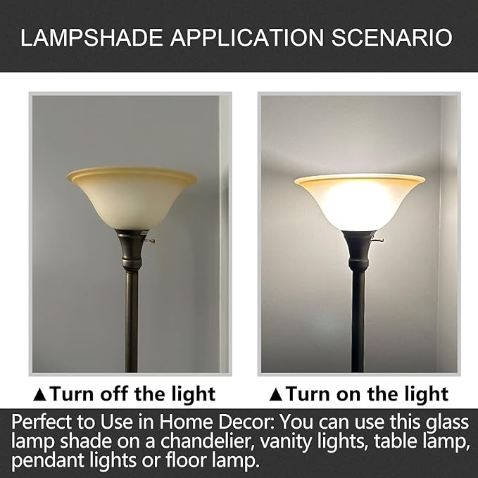 Antique Glass Lamp Shade for Floor lamp, Alabaster Torchiere Lamp Shade Replacement, Floor Lamp Replacement Parts (Antique, 12'') - LeafyLoom