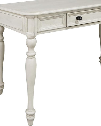 OSP Home Furnishings Country Meadows 48 Inch Writing Desk with Drawer, Antique White - LeafyLoom