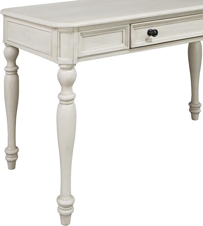 OSP Home Furnishings Country Meadows 48 Inch Writing Desk with Drawer, Antique White - LeafyLoom