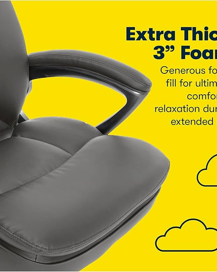 Serta Fairbanks Big and Tall High Back Executive Office Ergonomic Gaming Computer Chair with Layered Body Pillows, Contoured Lumbar Zone, Gray - LeafyLoom