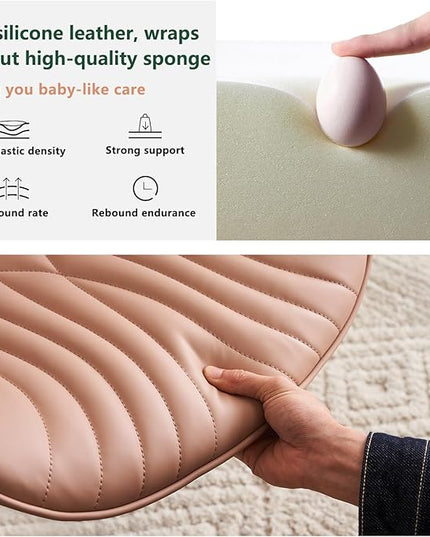 YOUTASTE Office Chair Pink Armless Desk Chair with Wheels, Modern Faux Leather Padded Computer Task Chair, Adjustable Swivel Rolling Sewing Vanity Chair with Ergonomic Rocking Back, Nude Pink - LeafyLoom