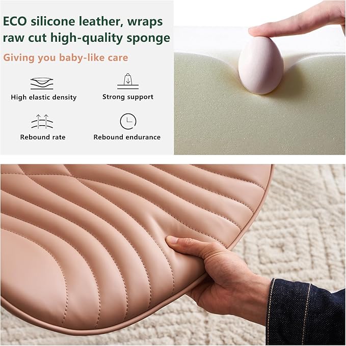 YOUTASTE Office Chair Pink Armless Desk Chair with Wheels, Modern Faux Leather Padded Computer Task Chair, Adjustable Swivel Rolling Sewing Vanity Chair with Ergonomic Rocking Back, Nude Pink - LeafyLoom