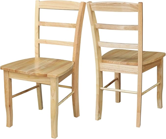 International Concepts Pair of Madrid LadderBack Chairs, Natural - LeafyLoom