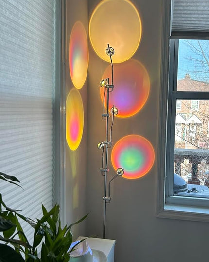 Sunset Lamp LED 5 Halo Projector Floor Lamp Corner Ambiance Indoor Decorative Lighting Live Streaming Background Light for Bedroom, Living Room Restaurant Dance Studio -Tiktok Live Streaming Light - LeafyLoom