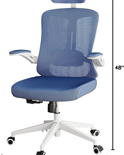 Ergonomic Office Chair - Comfy Desk Chairs with Wheels and Arms, 500LB Heavy Duty Mesh Computer Chairs with Comfortable Head Lumbar Back Support for Office, Bedroom, College Dorm and Study - LeafyLoom
