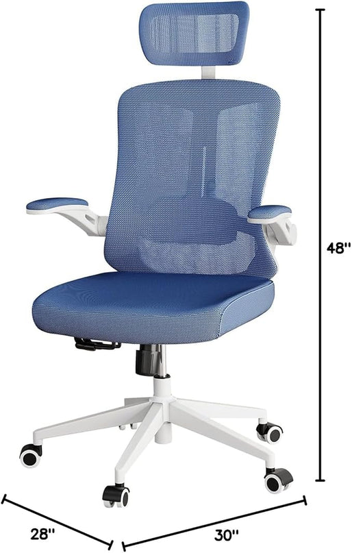Ergonomic Office Chair - Comfy Desk Chairs with Wheels and Arms, 500LB Heavy Duty Mesh Computer Chairs with Comfortable Head Lumbar Back Support for Office, Bedroom, College Dorm and Study - LeafyLoom